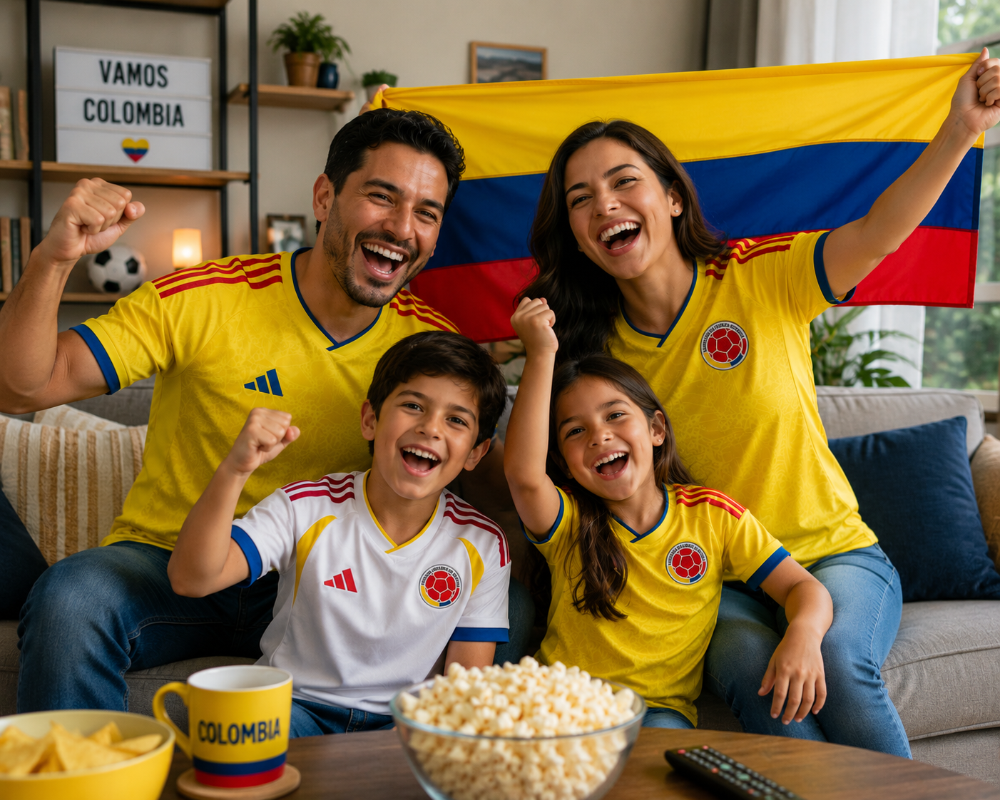 Familias con camiseta de Colombia